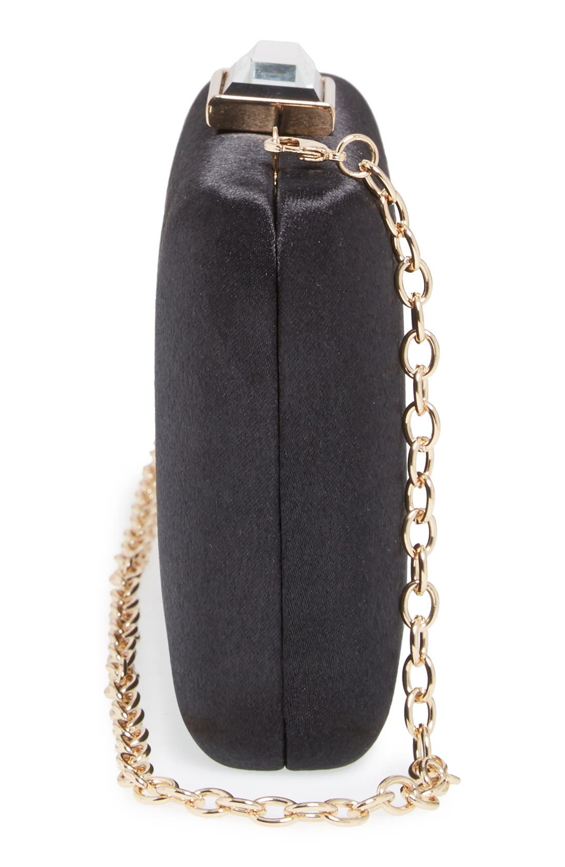 'Gioiello' Satin Clutch, Alternate, color, BLACK