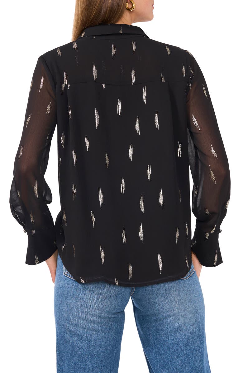 Vince Camuto Metallic Print Long Sleeve Top, Alternate, color,