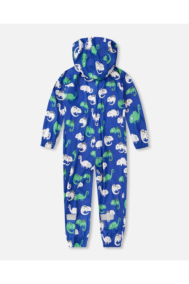 Boy Rain One-Piece Animal Print in Polyurethane, Alternate, color, Blue Chameleon Print