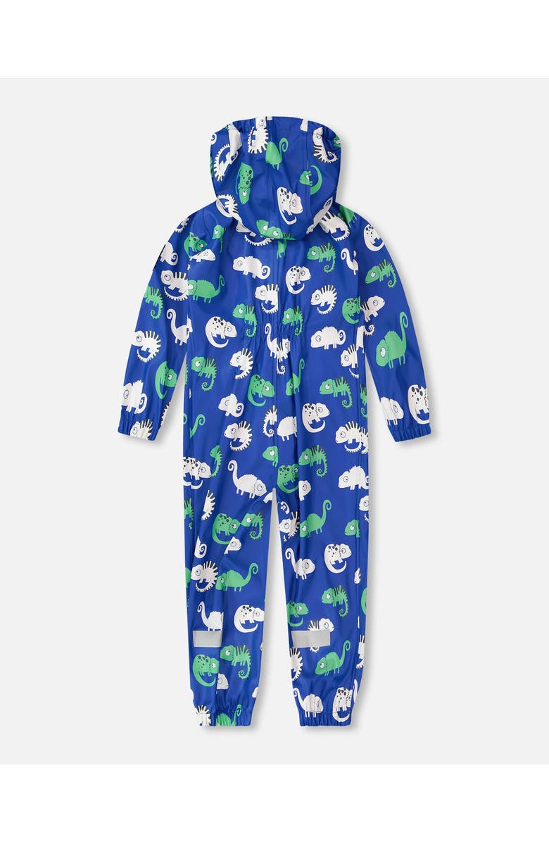 Deux par Deux Boy Rain One-Piece Animal in Polyurethane, Alternate, color, Blue Chameleon Print