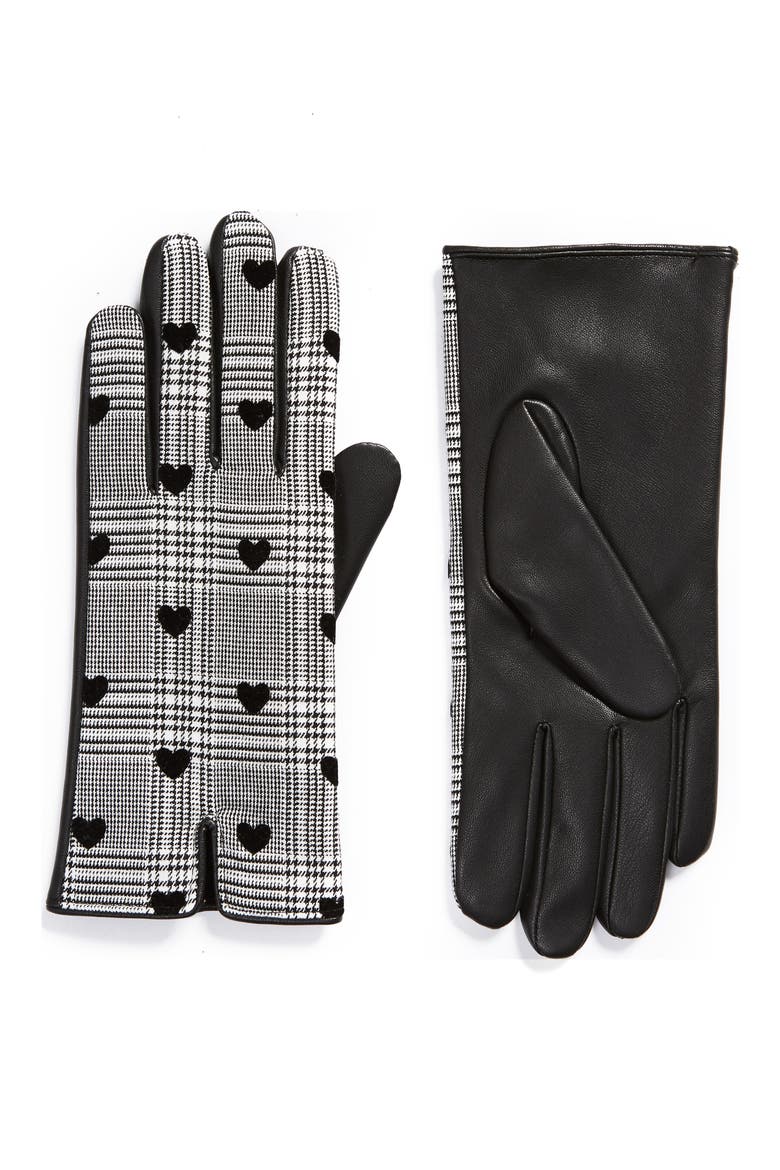 x Atlantic-Pacific Plaid Gloves, Main, color, BLACK COMBO