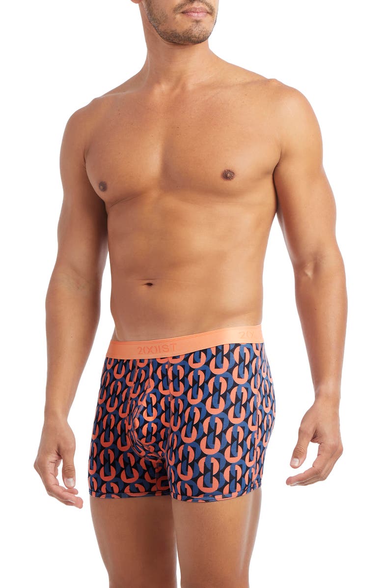 2(x)ist Assorted 3-Pack No-Show Trunks, Alternate, color, Dark Blue/ Circle Geo/ Coral