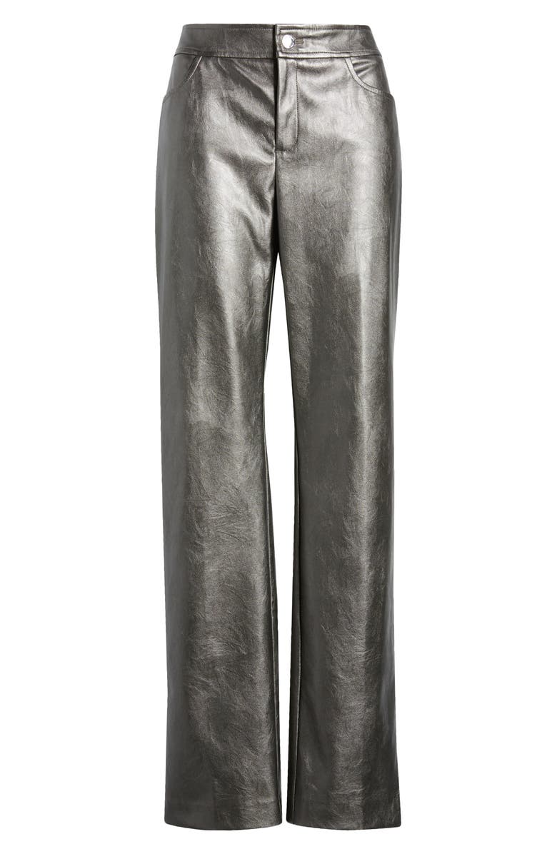 Anne Klein Metallic Faux Leather Bootcut Pants, Alternate, color, 