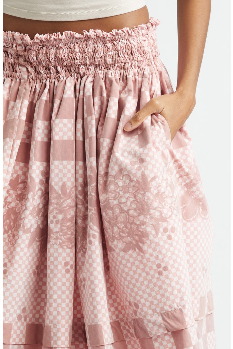 Gathered Track A-Line Skirt, Alternate, color, RED/ WHITE