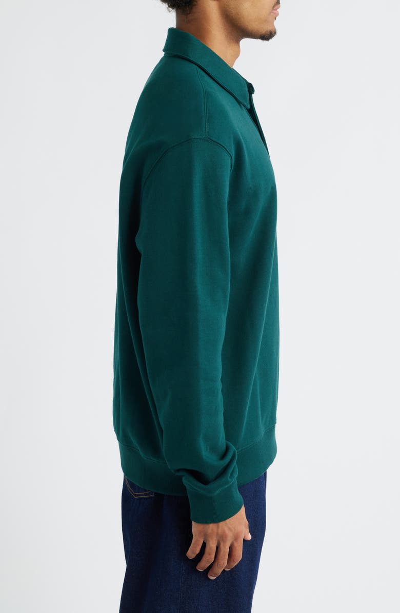 Carhartt Work In Progress French Terry Polo Sweatshirt, Alternate, color, Dark Fir