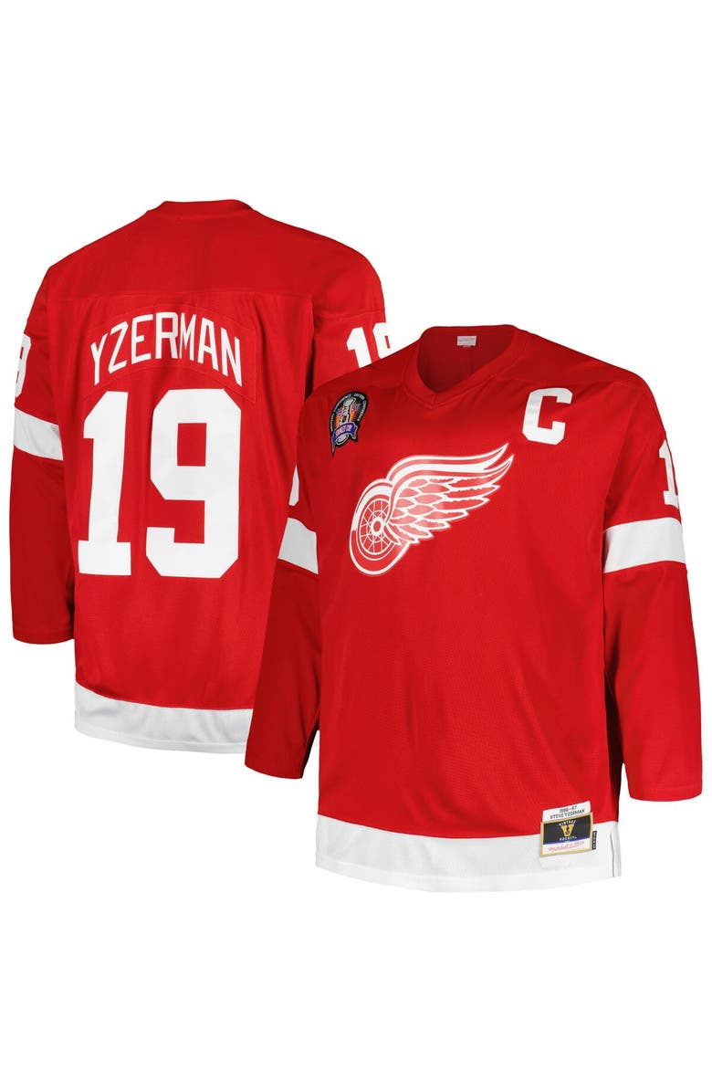 Mitchell & Ness Men's Mitchell & Ness Steve Yzerman Red Detroit Red Wings Big & Tall Captain Patch Blue Line Player Jersey, Alternate, color, 