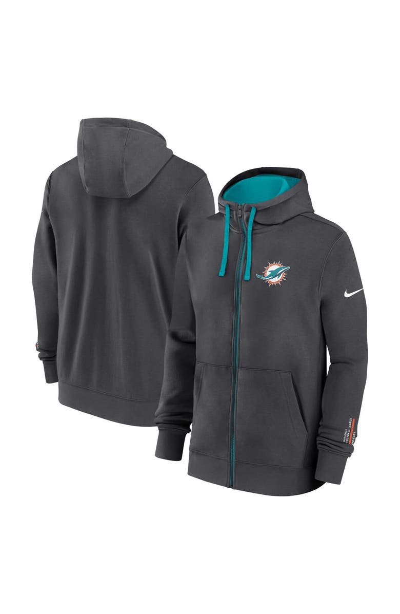 Nike Men's Nike Anthracite Miami Dolphins Primetime Club Full-Zip Hoodie, Main, color, Anthracite