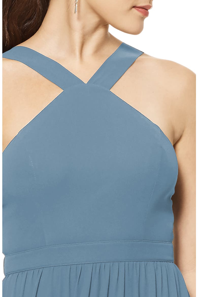 Halter Chiffon A-Line Gown, Alternate, color, SLATE