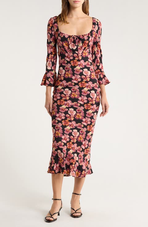 Kiley Floral Print Midi Dress