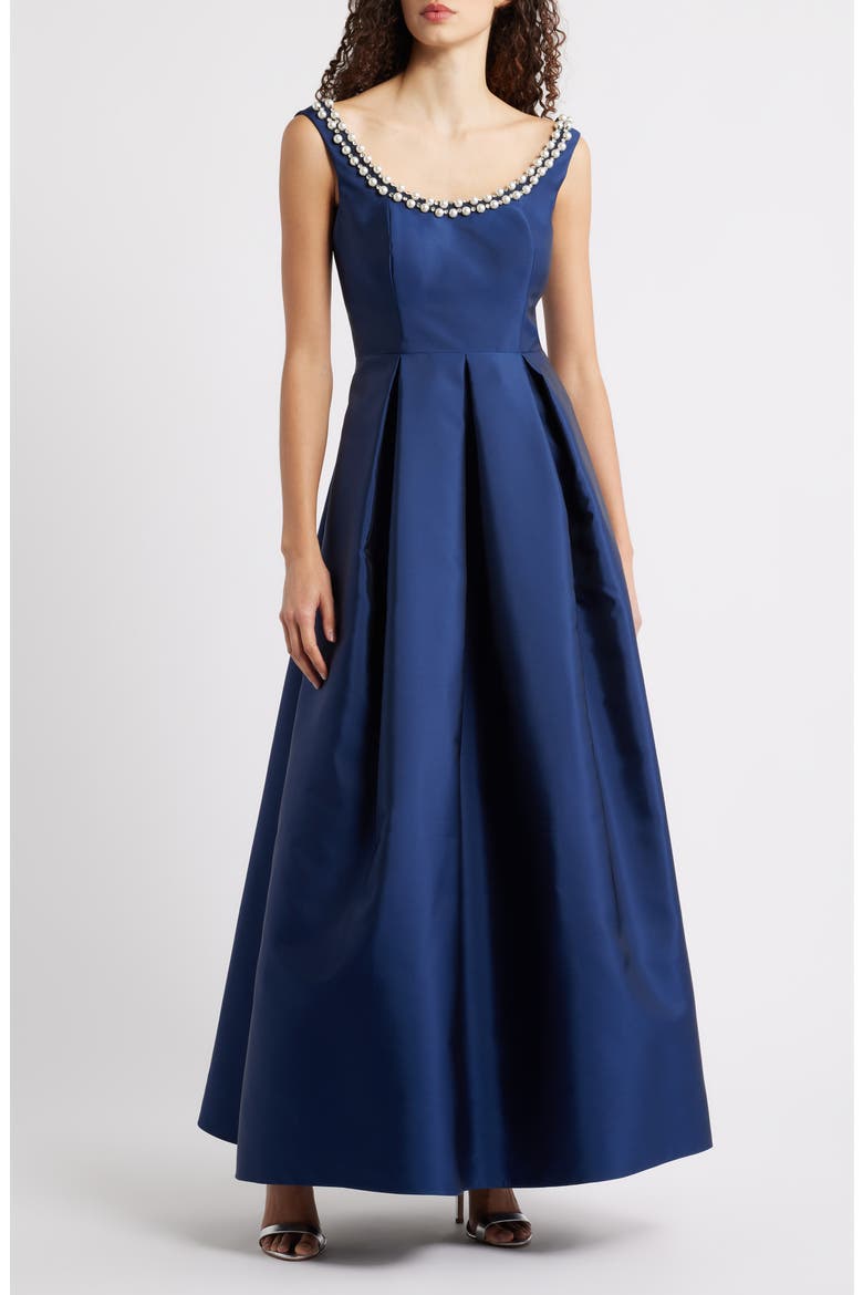 Embellished Scoop Neck Ballgown, Main, color, NAVY