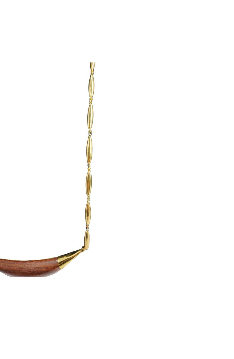 MADISON BEVERLY HILLS Vintage 1970s Reversible Abalone Shell and Wood Inlay Crescent Necklace, Alternate, color, Gold