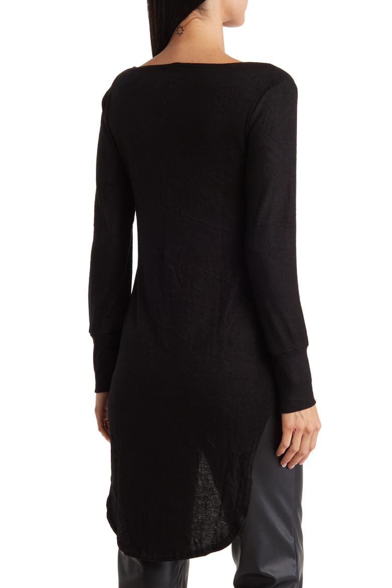 Boatneck High/Low Hem Tunic Top, Alternate, color, BLACK PRINT 1