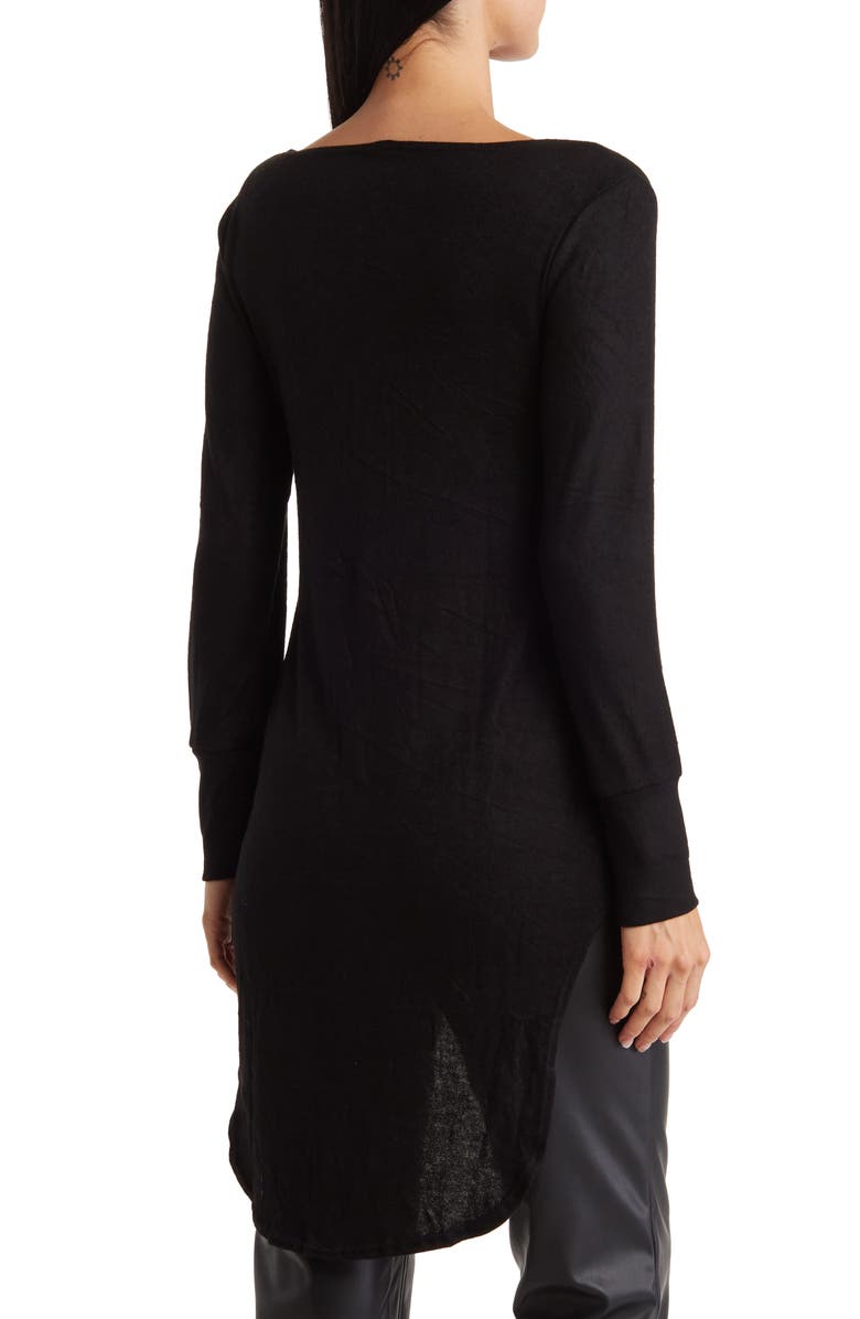 GO COUTURE Boatneck High/Low Hem Tunic Top, Alternate, color, Black Print 1