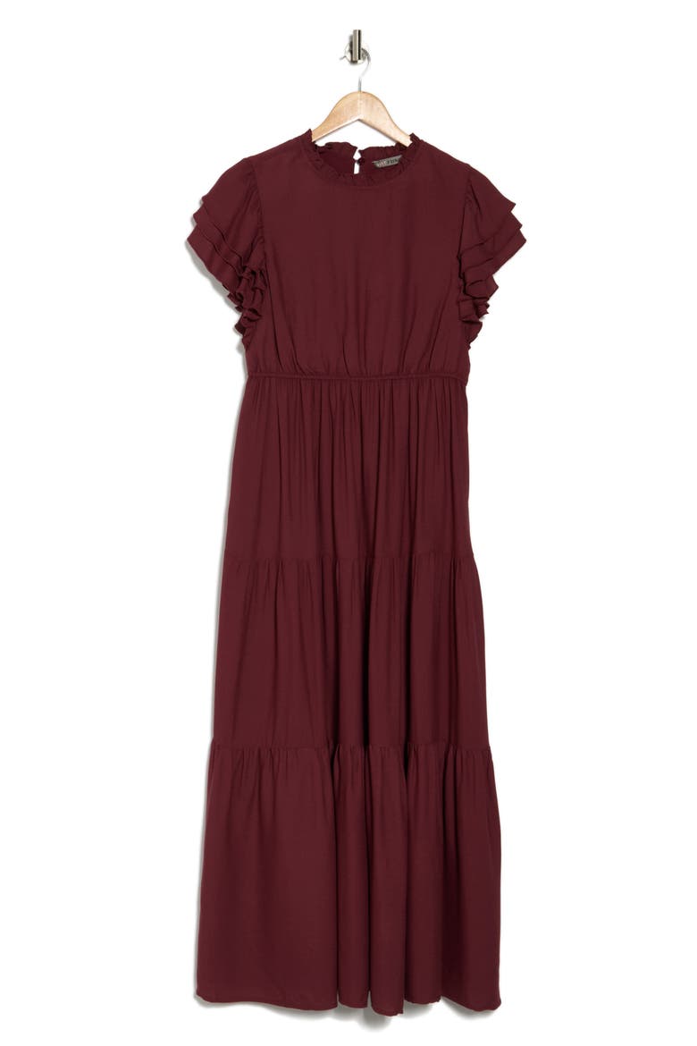 Fatima Ruffled Tiered Maxi Dress, Alternate, color, ZINFANDEL