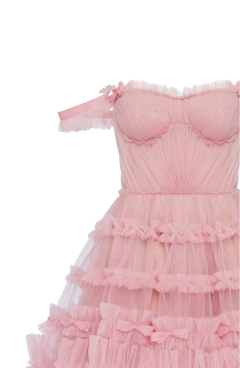 Milla Flirty ruffled tulle mini dress in misty rose, Alternate, color, Misty Rose