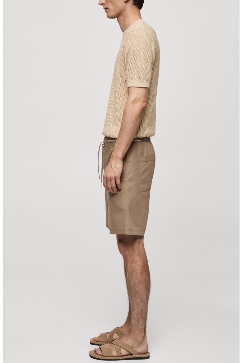 Drawstring Cotton Bermuda Shorts, Alternate, color, BEIGE