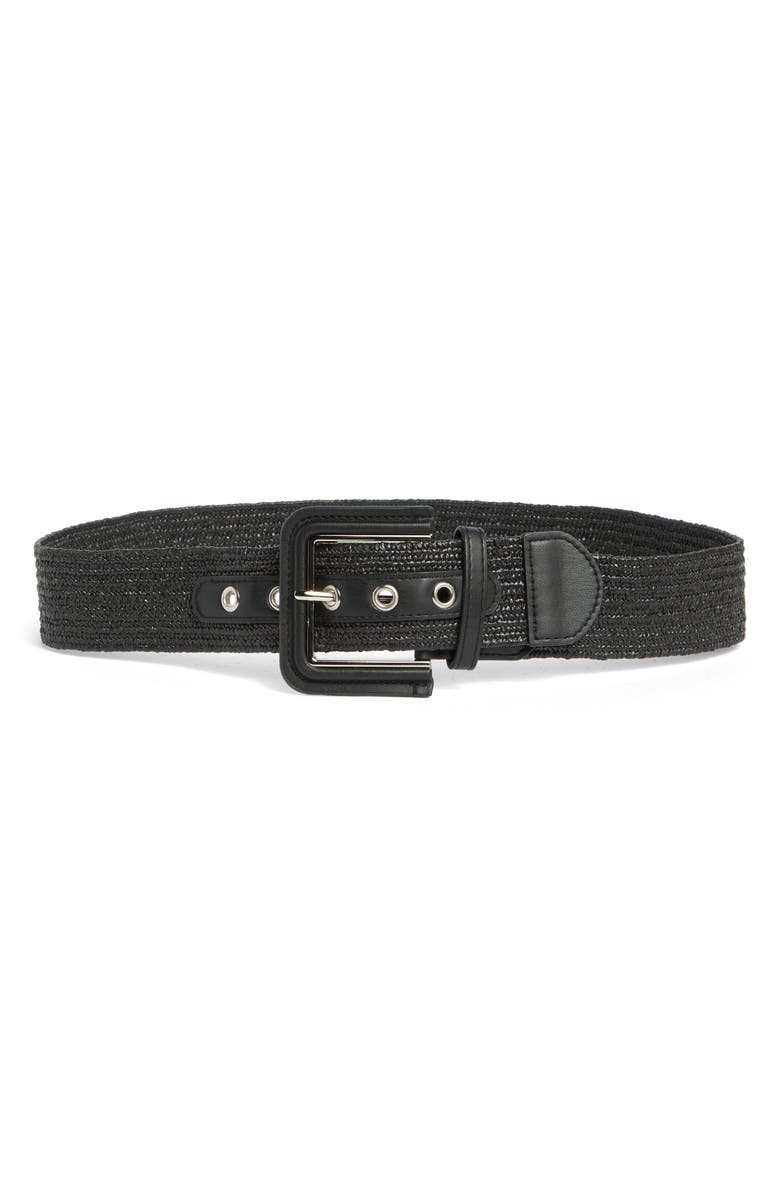 Vince Camuto Woven Square Buckle Belt, Main, color, Black