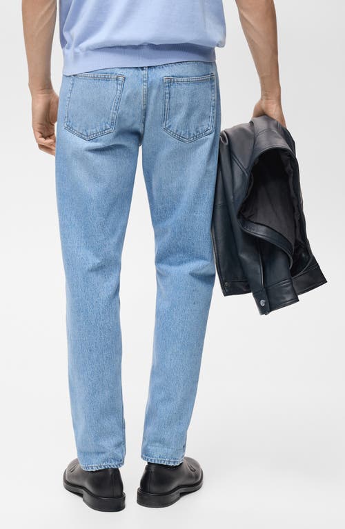 Mango Tapered Leg Jeans In Medium Blue