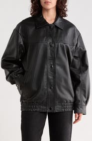 Bernardo Oversized Leather Bomber Jacket