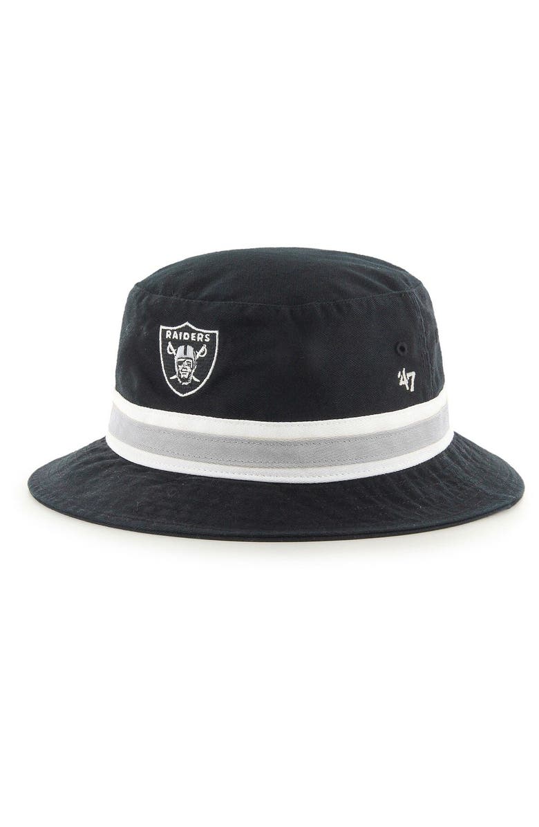 '47 Men's '47 Black Las Vegas Raiders Striped Bucket Hat, Main, color,