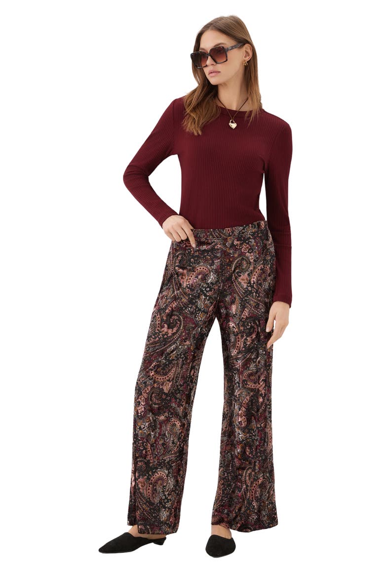 Velvet Burnout Wide Leg Pants, Alternate, color, PRINT