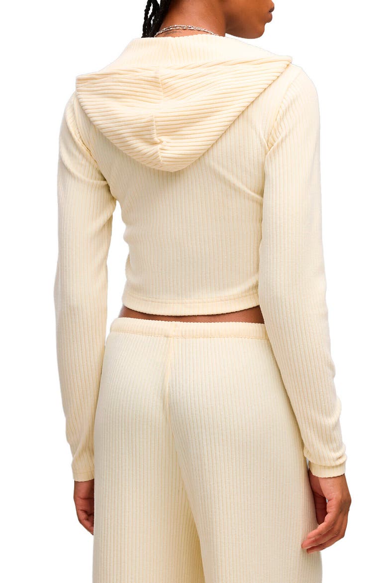 Crop Rib Hoodie, Alternate, color, BUTTERCREAM HEATHER