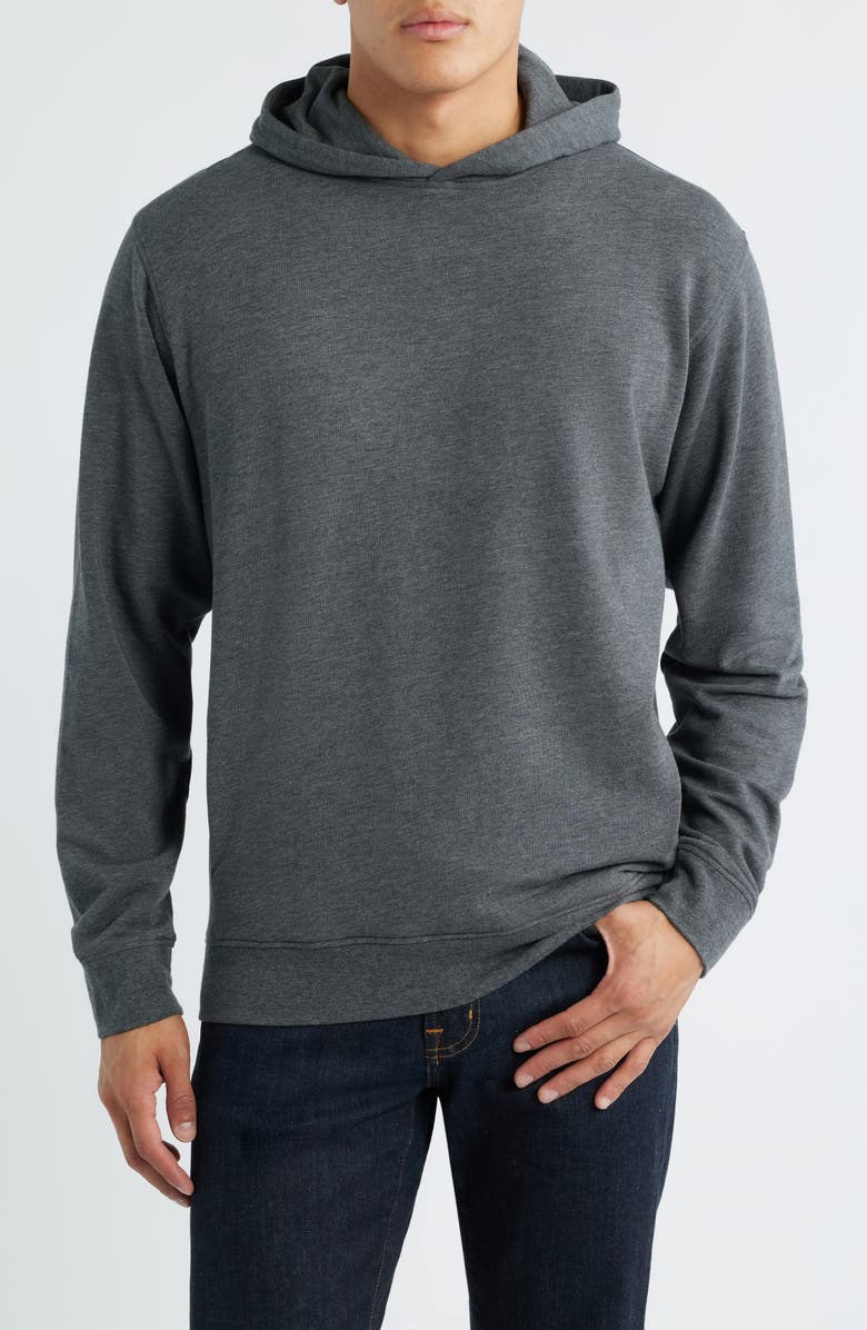 Peter Millar Oasis Cotton Blend Hoodie, Main, color, Charcoal