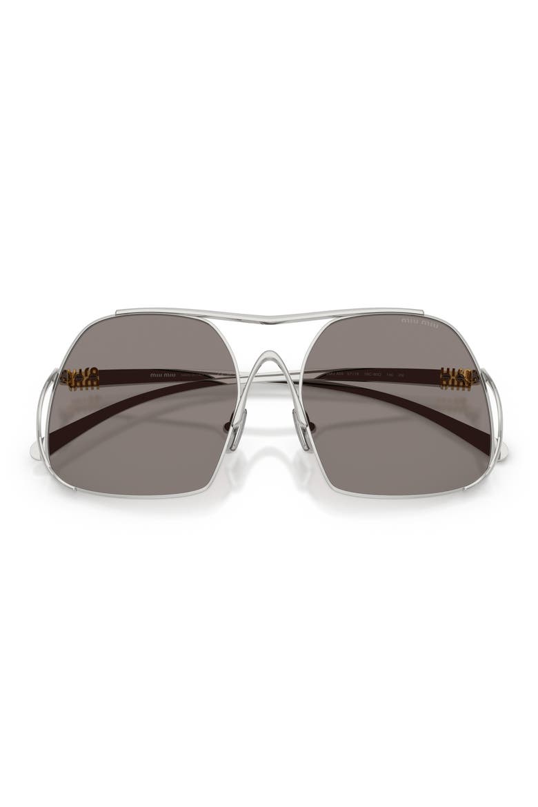 57mm Square Sunglasses, Alternate, color, SILVER / DARK GREY