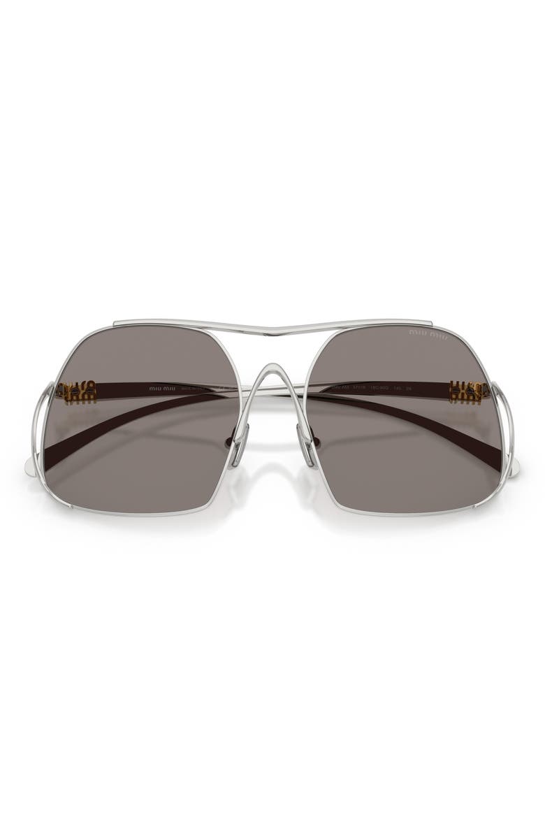 Miu Miu 57mm Square Sunglasses, Alternate, color, Silver / Dark Grey