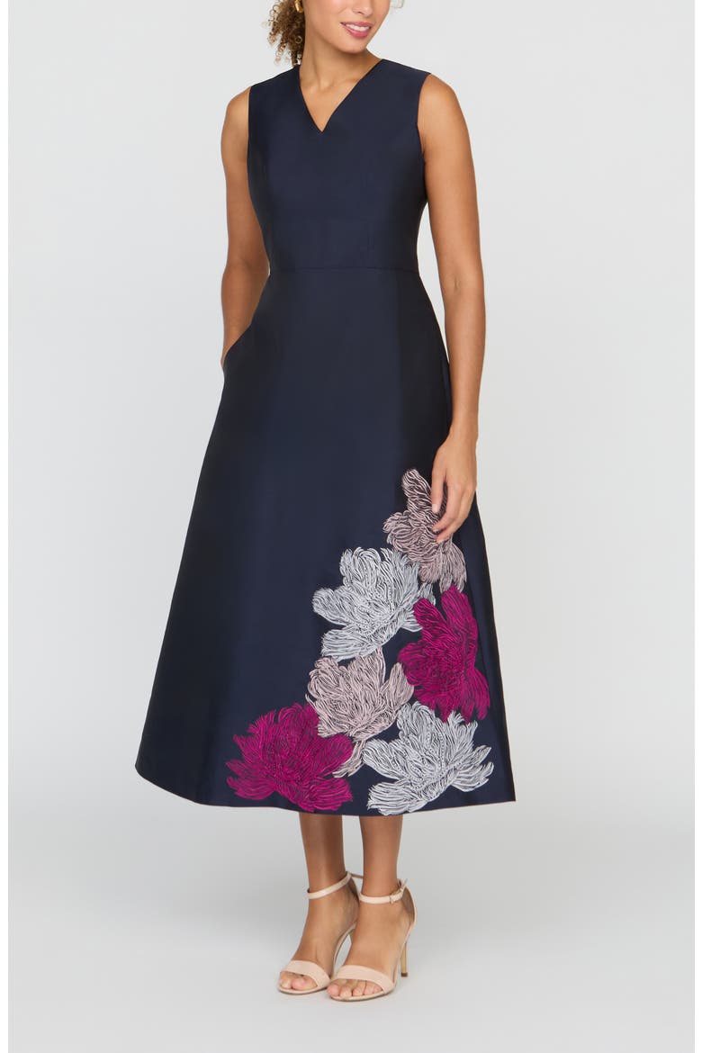 Aria Floral Cocktail Dress, Alternate, color, DARK NAVY