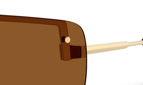 Tory Burch 75mm Semi Rimless Pillow Sunglasses In Shiny Gold/brown