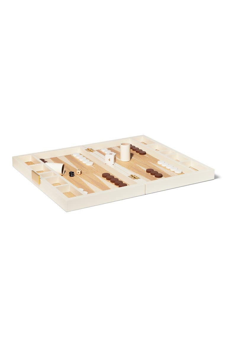 Lacquer Raffia Backgammon, Main, color, CREAM