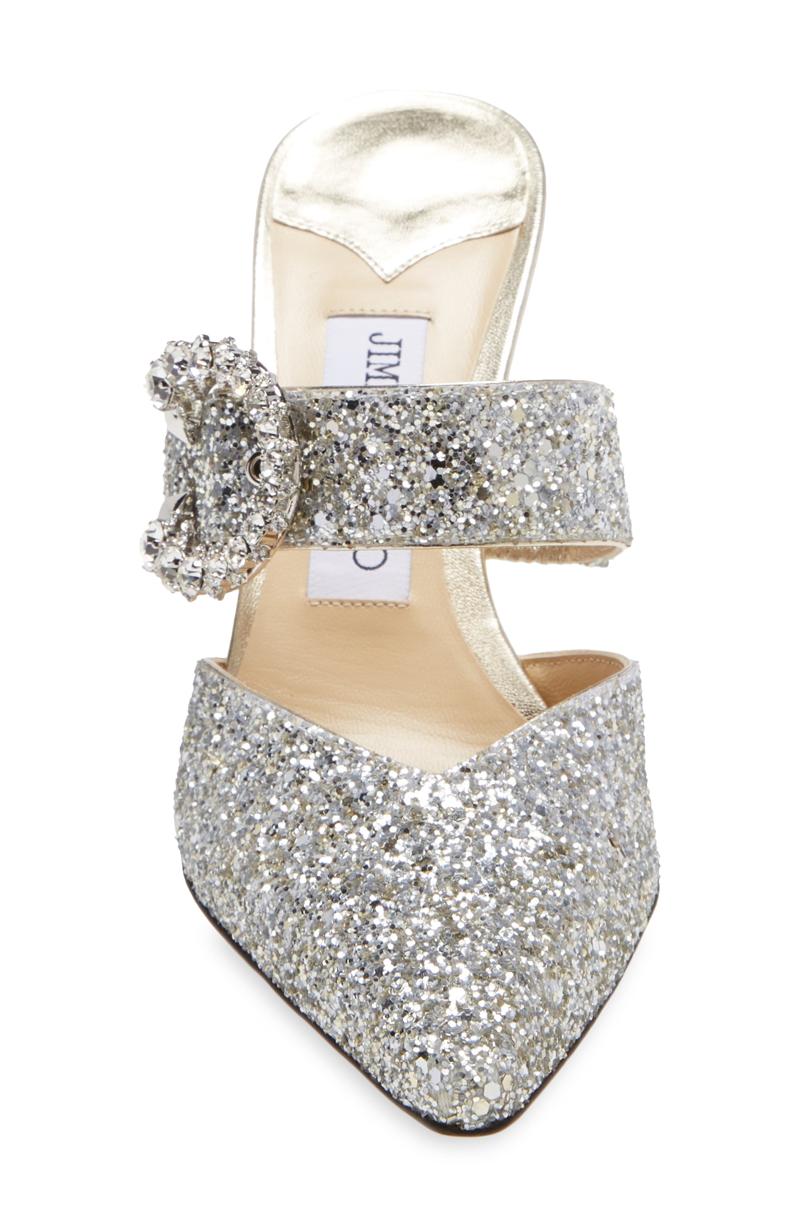 Jimmy Choo Marta Crystal Buckle Glitter Pointed Toe Mule, Alternate, color, 