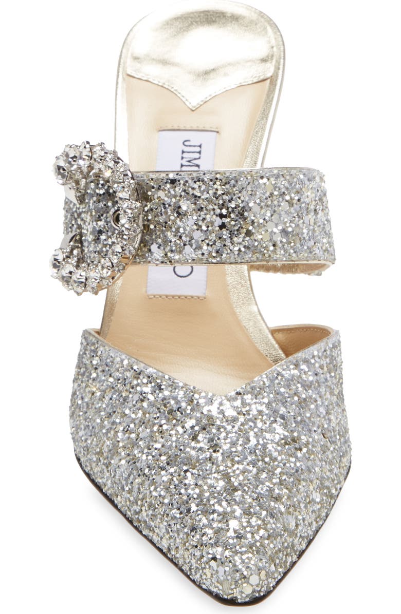 Jimmy Choo Marta Crystal Buckle Glitter Pointed Toe Mule, Alternate, color,