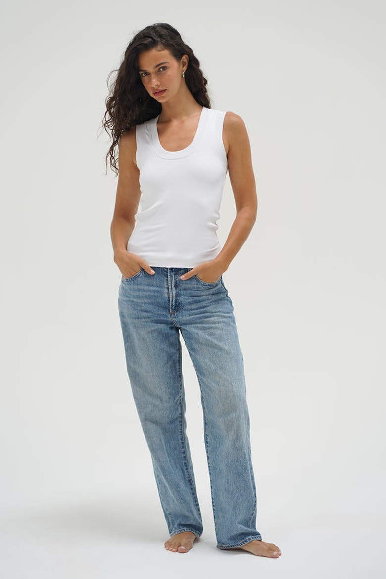 Double Layer Ribbed Scoop Tank, Alternate, color, White