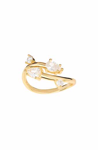 Cubic Zirconia Pear Bypass Ring