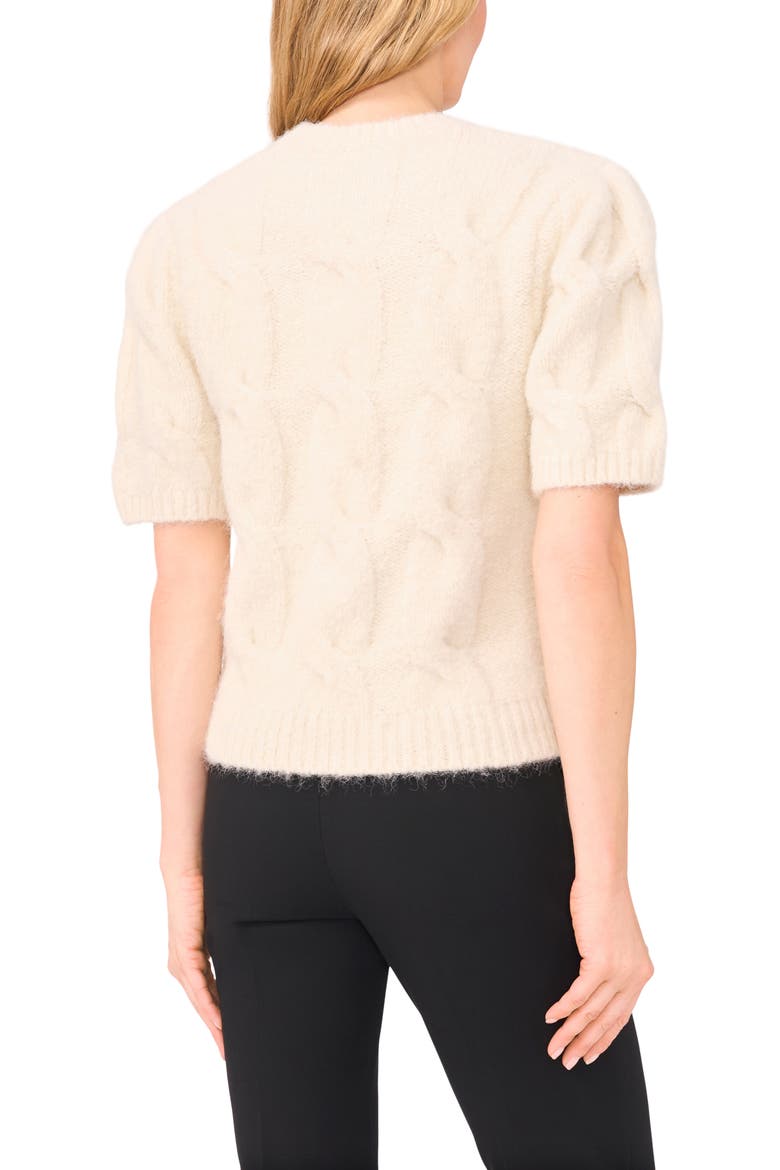 Laila Big Cable Short Sleeve Sweater, Alternate, color, DAISY CREAM