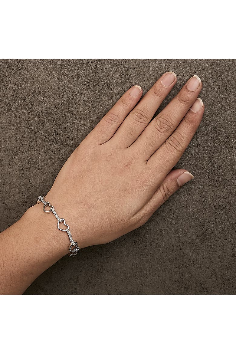 10K White Gold 2.0 Cttw Diamond Heart Link Bracelet, Alternate, color, White Gold