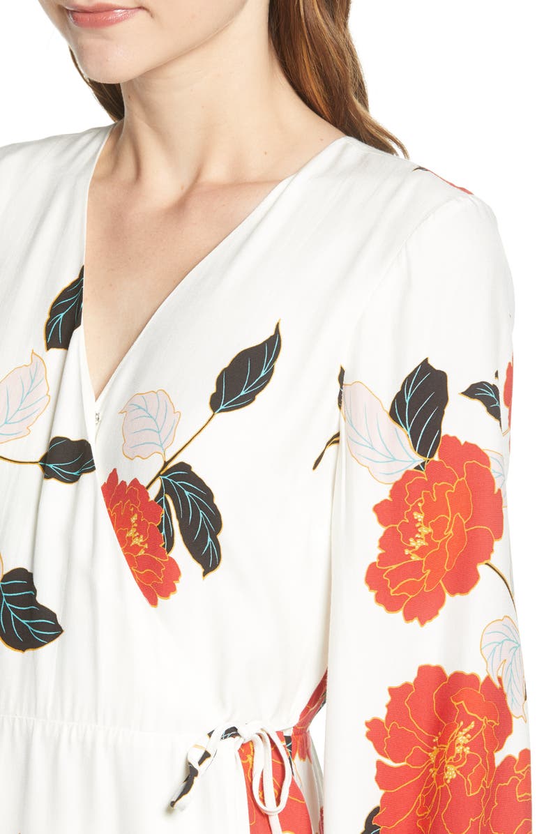 cupcakes and cashmere Passion Blossoms Long Sleeve Wrap Dress, Alternate, color, 