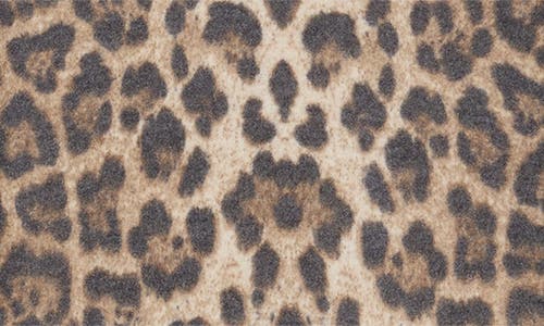 Loveappella Brushed Animal Print Long Sleeve Crewneck Top In Brown