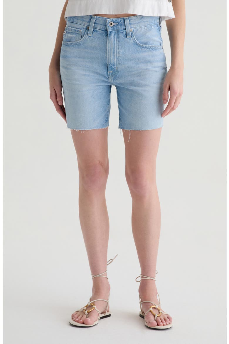 Ex-Boyfriend Raw Hem Mid Length Denim Shorts, Main, color, ALLUSION DESTRUCTED