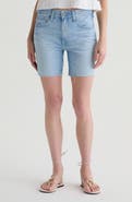 AG Ex-Boyfriend Raw Hem Mid Length Denim Shorts