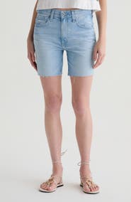 AG Ex-Boyfriend Raw Hem Mid Length Denim Shorts