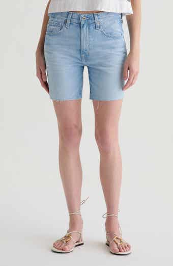 AG Ex-Boyfriend Raw Hem Mid Length Denim Shorts