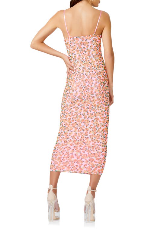 Afrm Amina Printed Rosette Mesh Dress