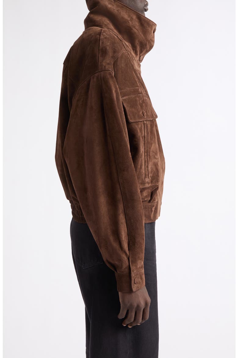 Calfskin Suede Jacket, Alternate, color, EBENE