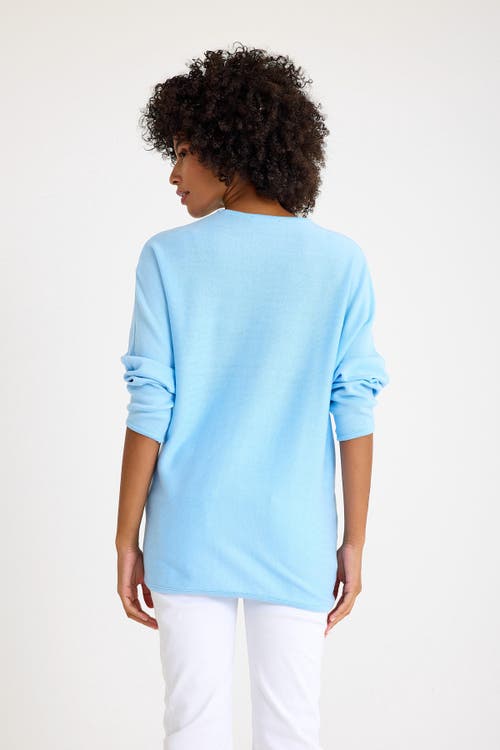 Accouchée Let Loose Crossover Long Sleeve Maternity Nursing Knit Sweater In Blue