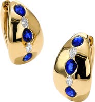 Mark Henry Oval Sapphire & Diamond Huggie Hoop Earrings