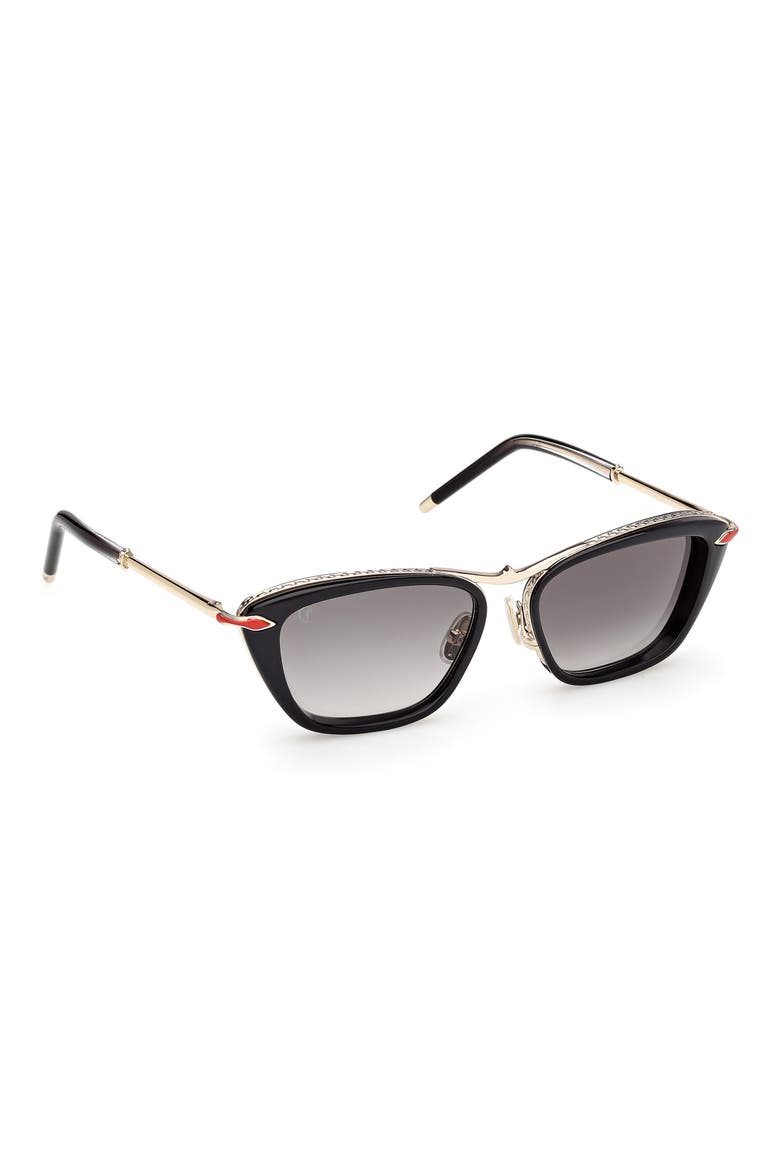 54mm Geometric Sunglasses, Alternate, color, BLACK / GOLD / ZEISS SMOKE
