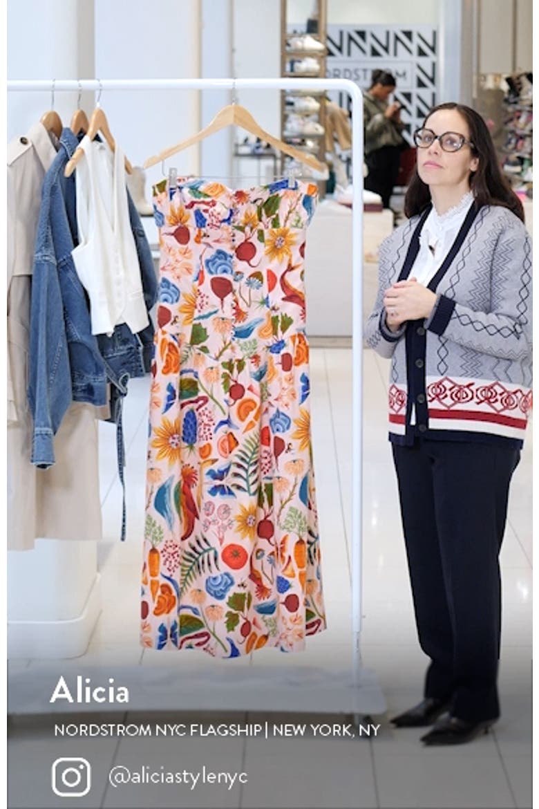 Bright Farm Print Strapless Linen Blend Maxi Dress video